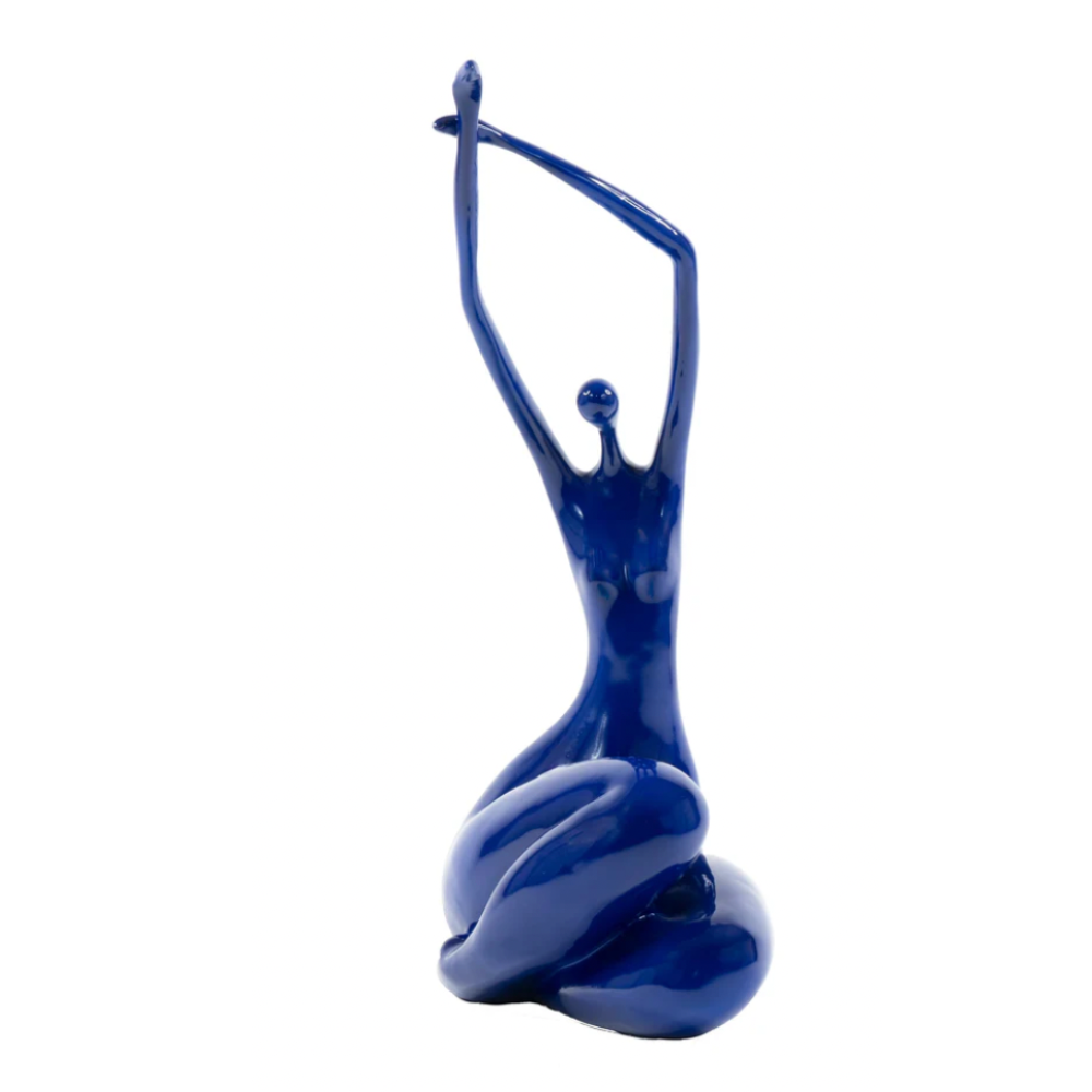 KYLIE Sitting Hands Up Woman Sculpture Blue