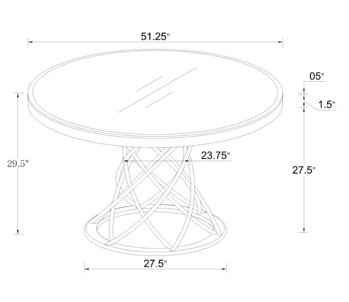IRENE Round Glass Top Dining Table