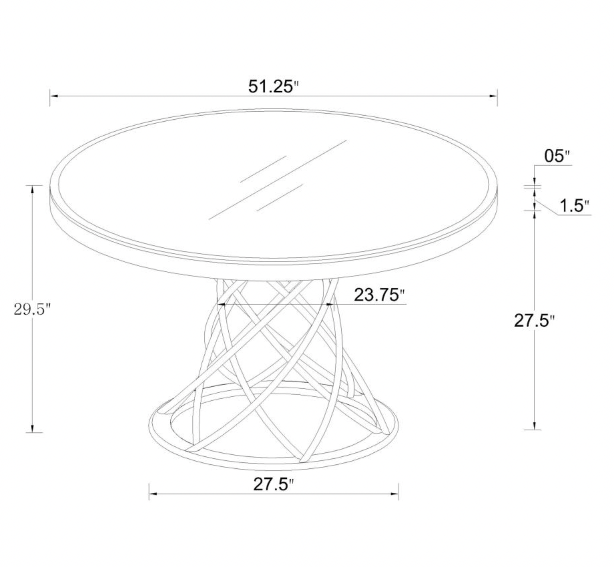 IRENE 5-piece Round Glass Top Dining Set