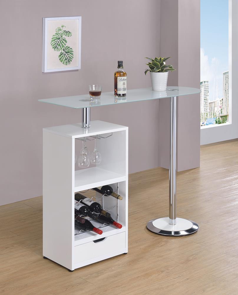 Glass Top Bar Table with Wine Storage