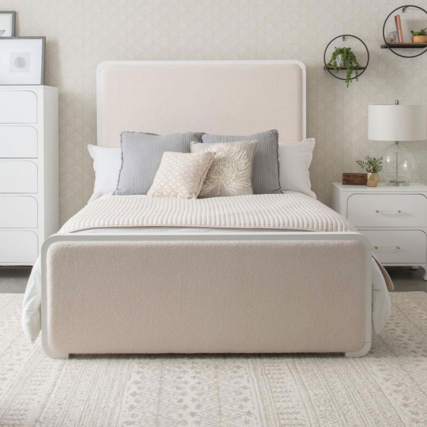 ANASTASIA Boucle Upholstered Queen Panel Bed