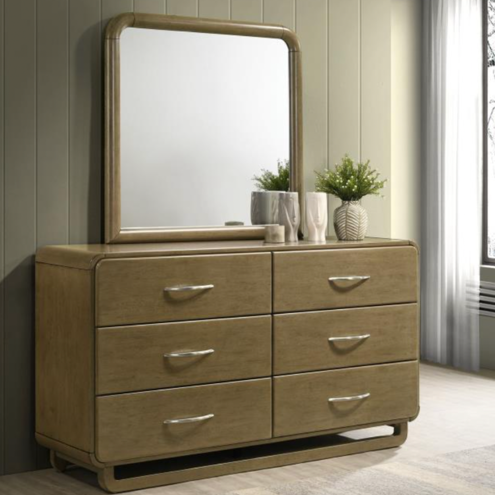 AMSBURY 6-drawer Dresser and Mirror Nutmeg