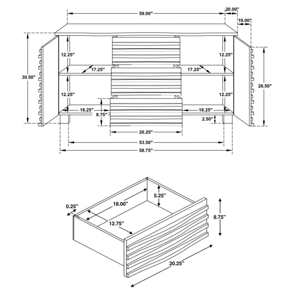 STANTON 3-drawer Sideboard Buffet Storage Cabinet Black