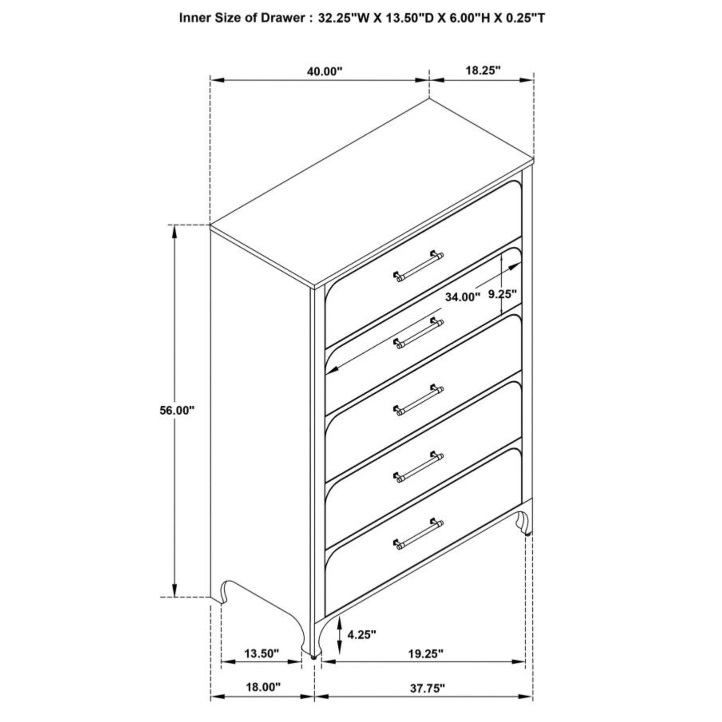 ANASTASIA 5-drawer Bedroom Chest