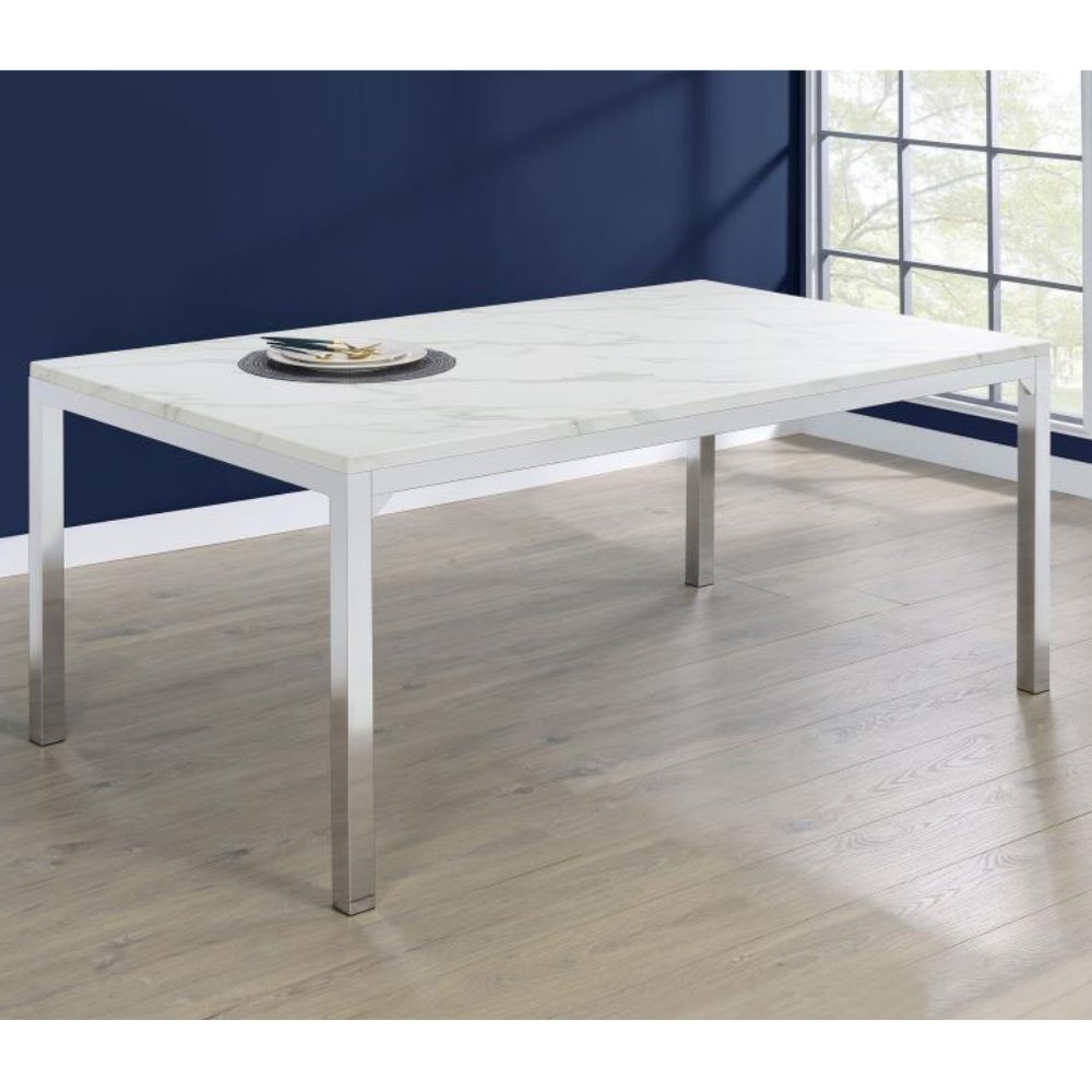 ATHENA Rectangular 64-inch Faux Marble Dining Table