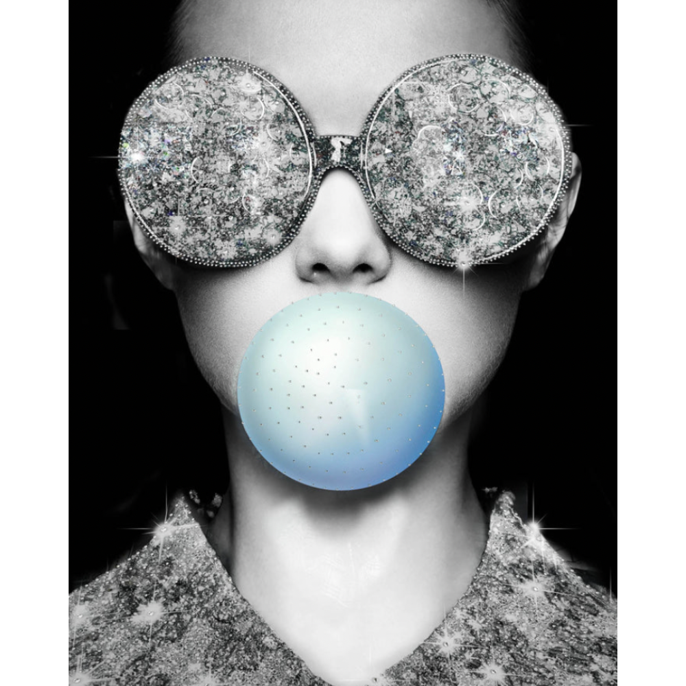 LALEND Women w/ Bubble Gum Glass Wall Art