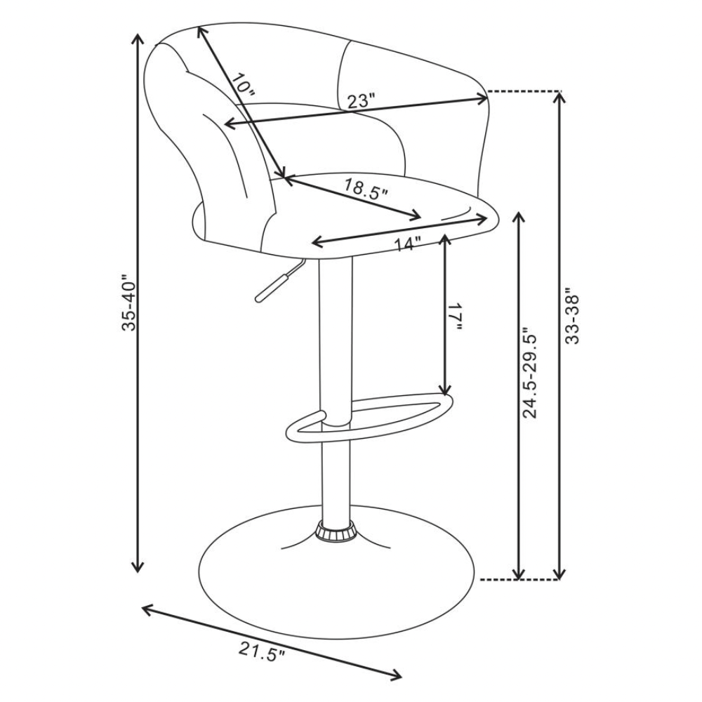 BARRAZA 29" Adjustable Height Bar Stool Black