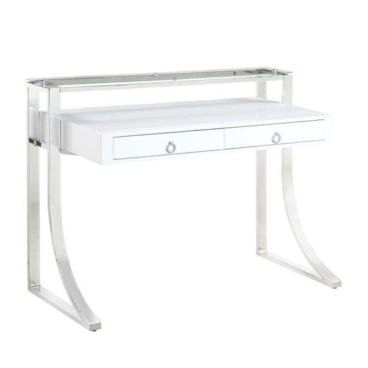 GEMMA 2-drawer Writing Desk Glossy White