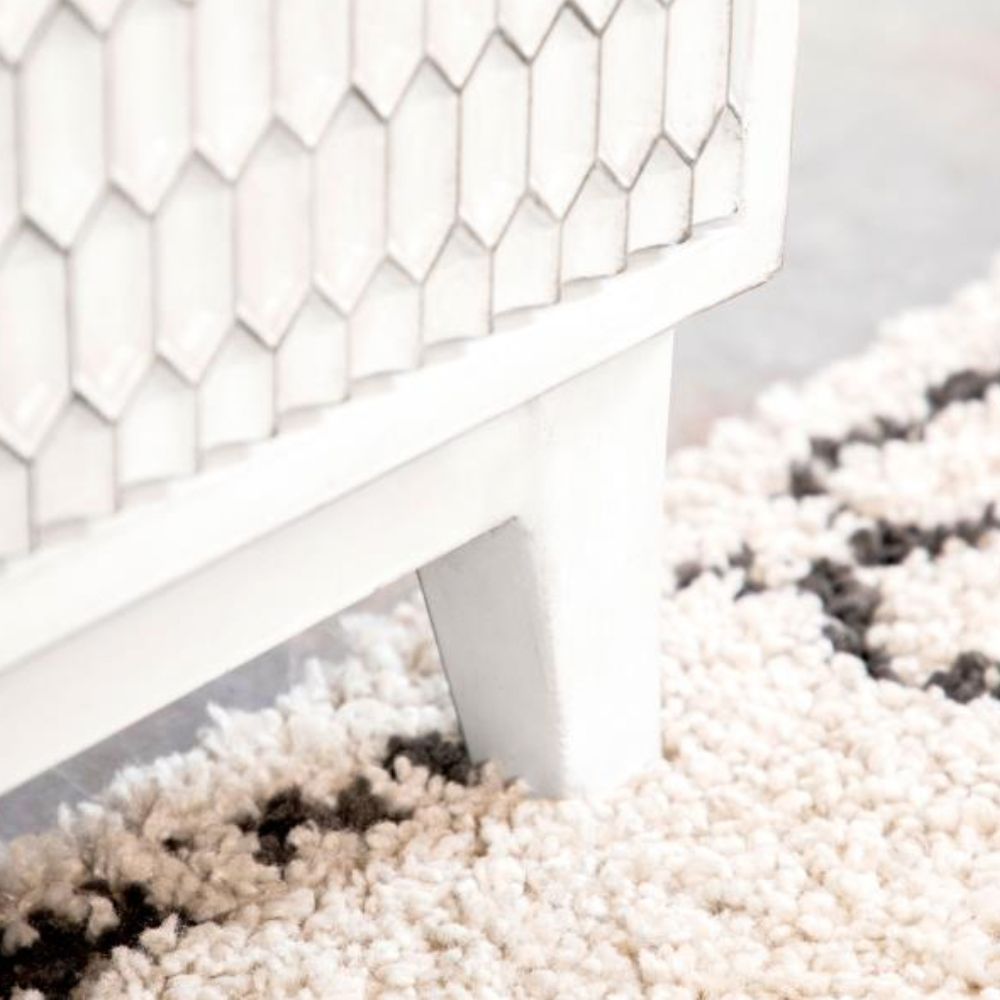 GAMBON 2-door Wood Honeycomb Pattern Accent Cabinet White