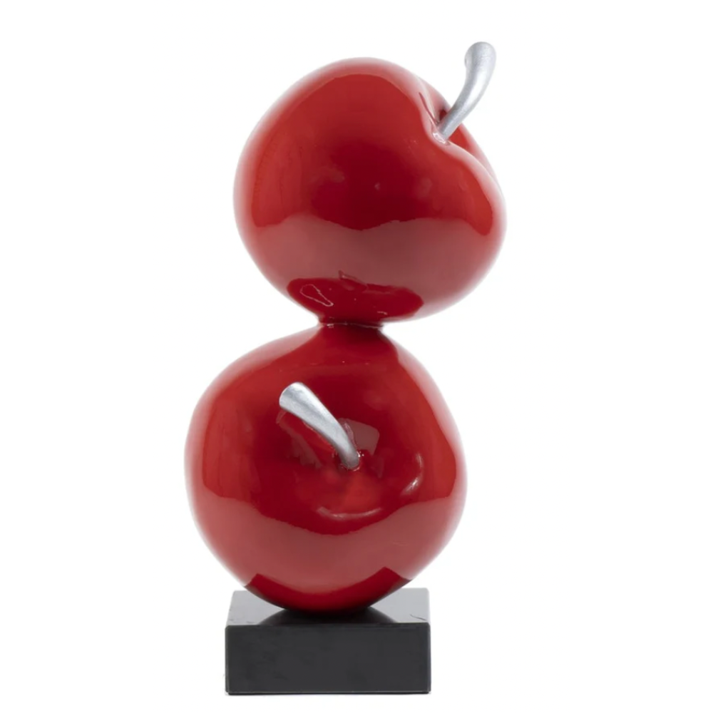 QUIN Tabletop Double Apple with Marble Base Red