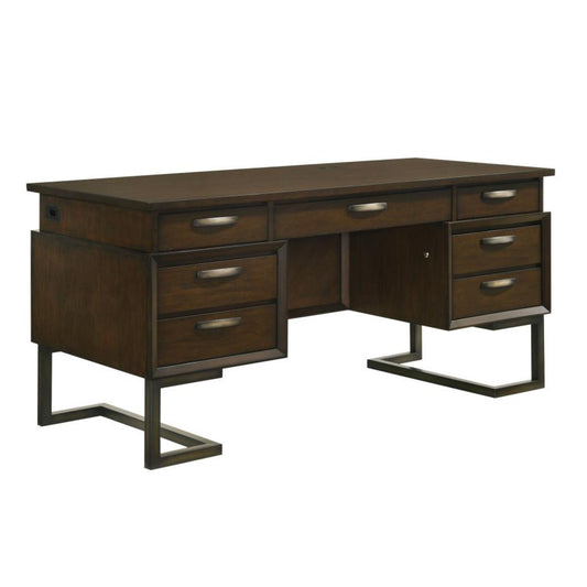MARSHALL 6-drawer Executive Desk Dark Walnut