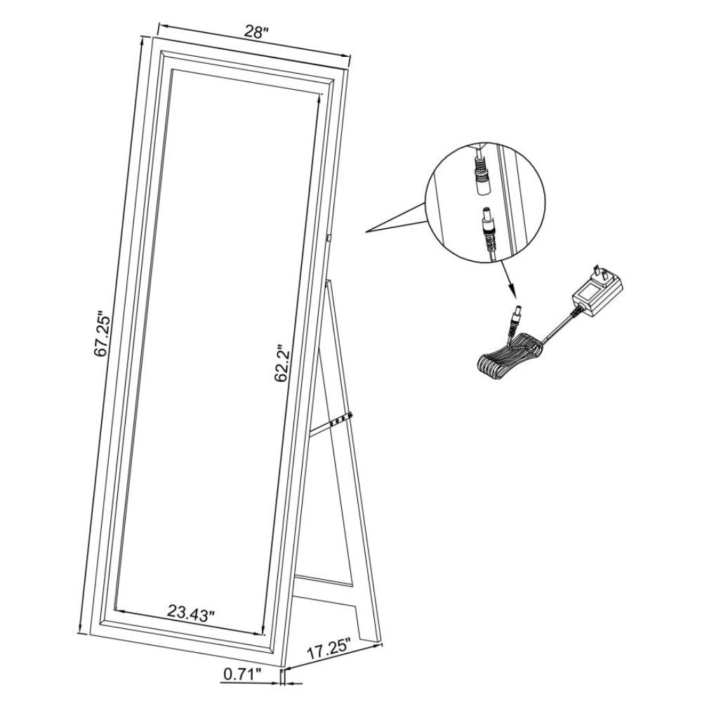 WINDROSE Tempered LED Standing Mirror White