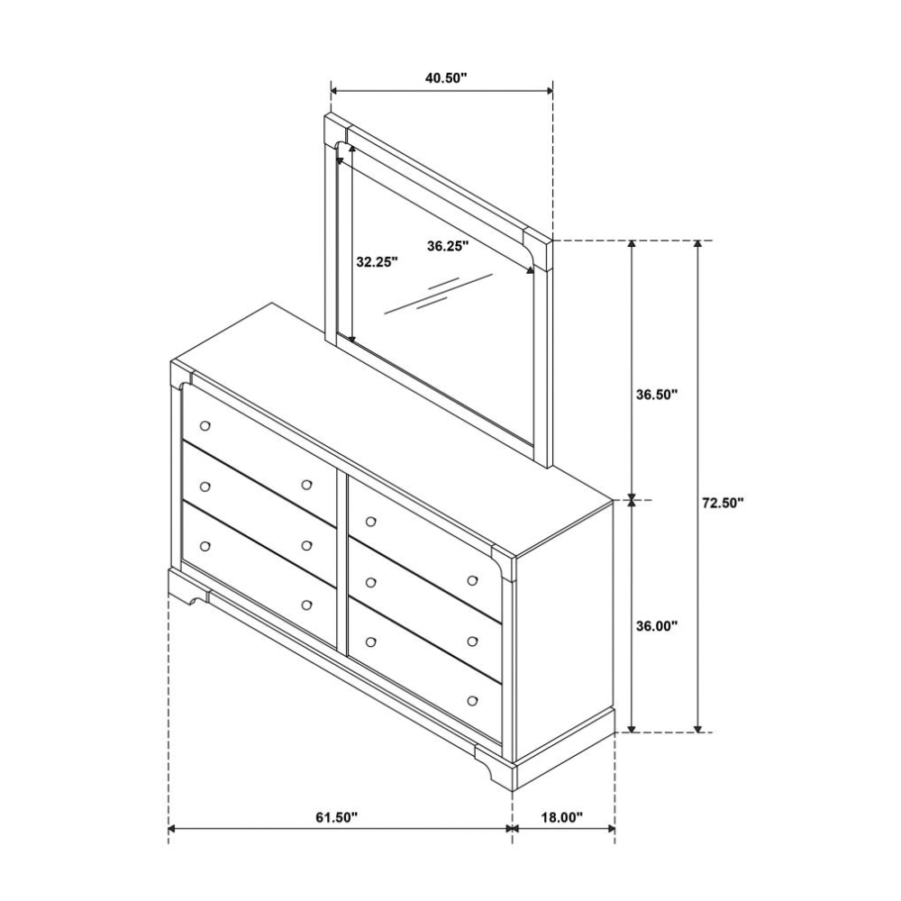 GRAN 6-drawer Dresser and Mirror