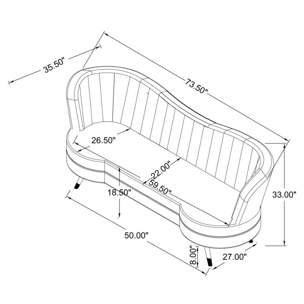 SOPHIA Upholstered Channel Tufted Loveseat Blue