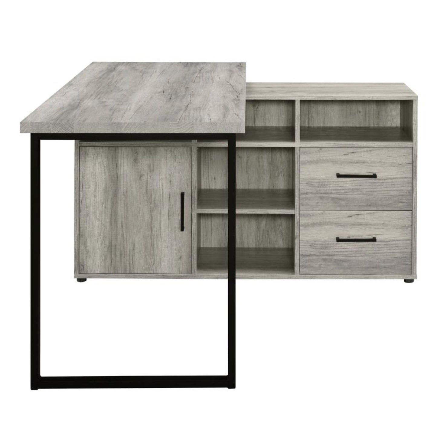 HERTFORD L-shape Office Desk with Storage Grey