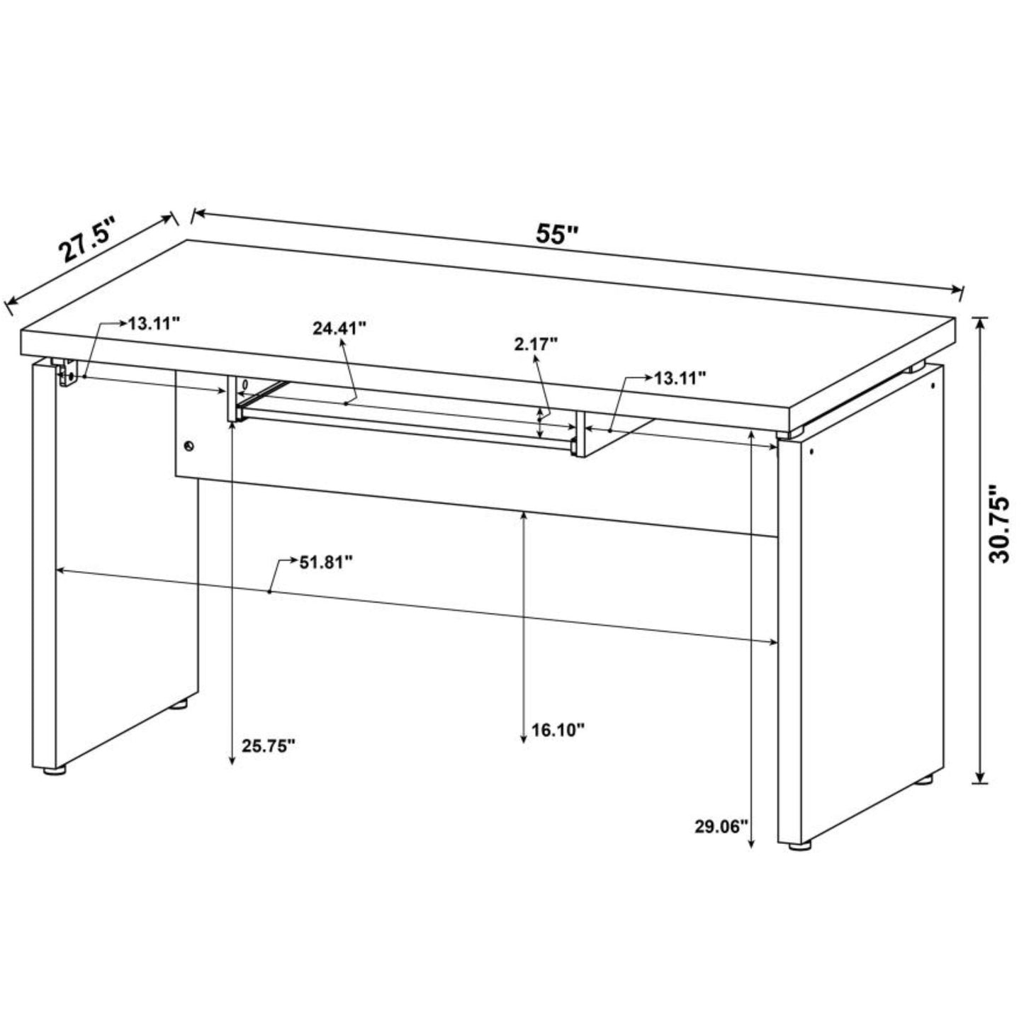 SKYLAR Computer Desk with Keyboard Drawer