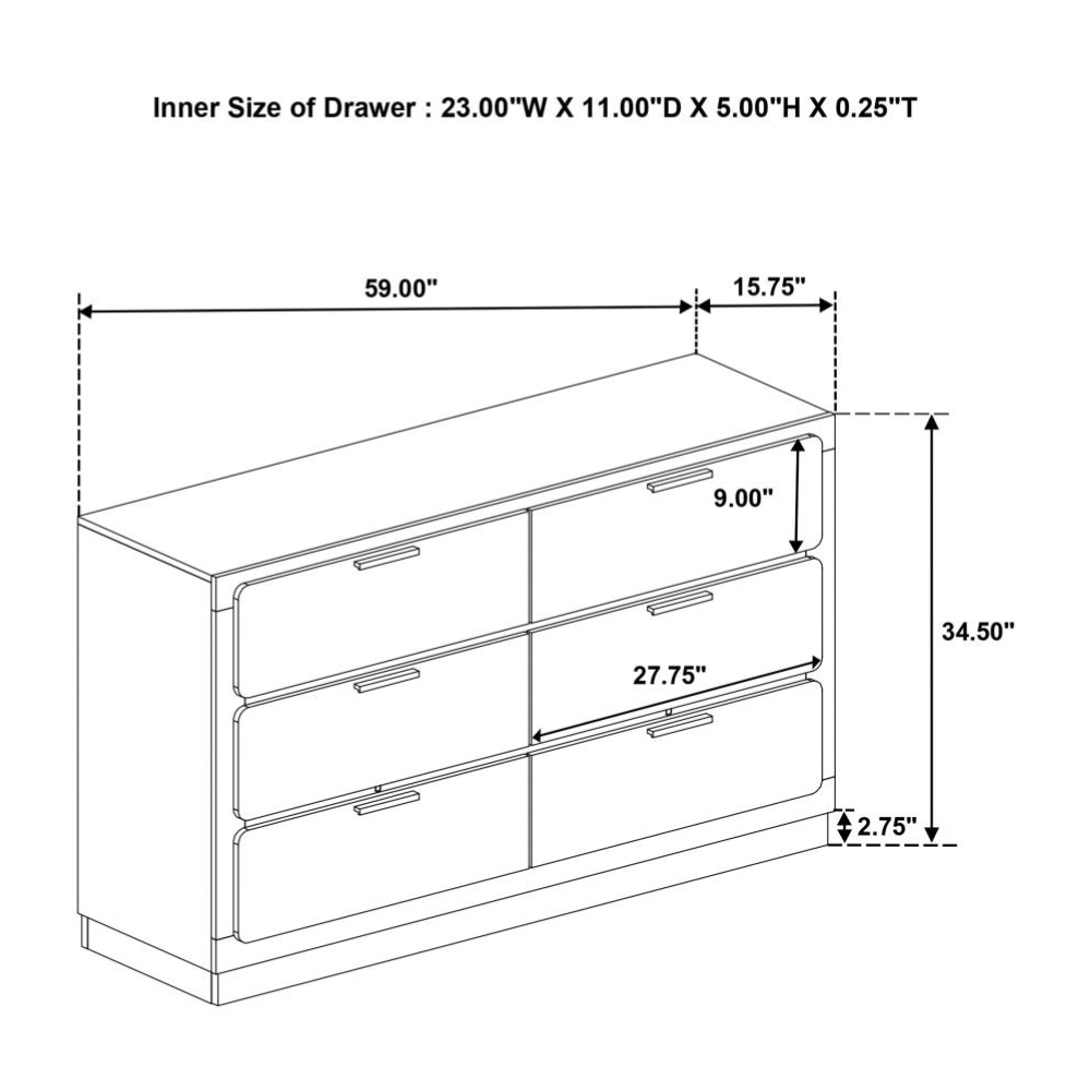 CARAWAY 6-drawer Dresser Black