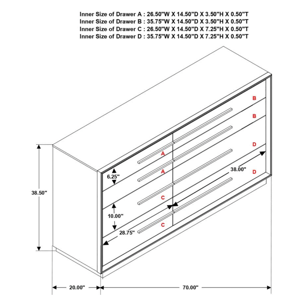 DURANGO 8-drawer Dresser Smoked Peppercorn