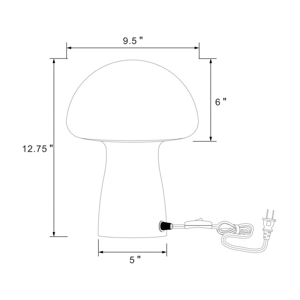 KANABY Mushroom Shaped Glass Bedside Table Lamp