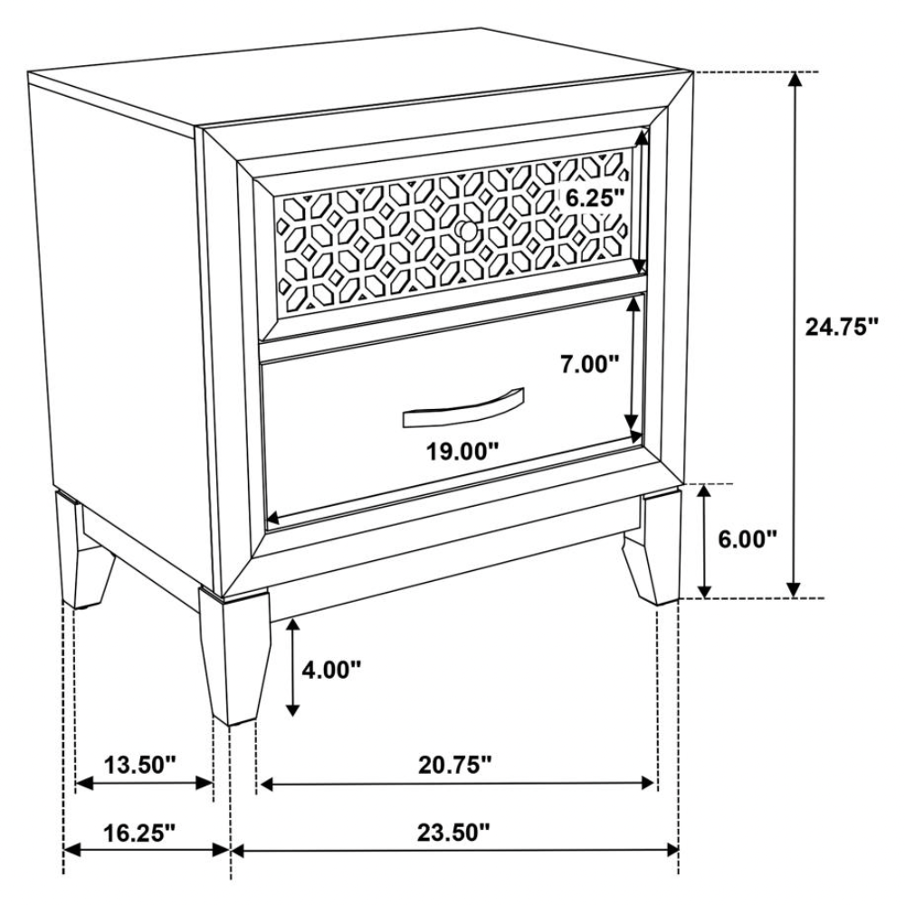 VALENCIA 2-drawer Nightstand Black
