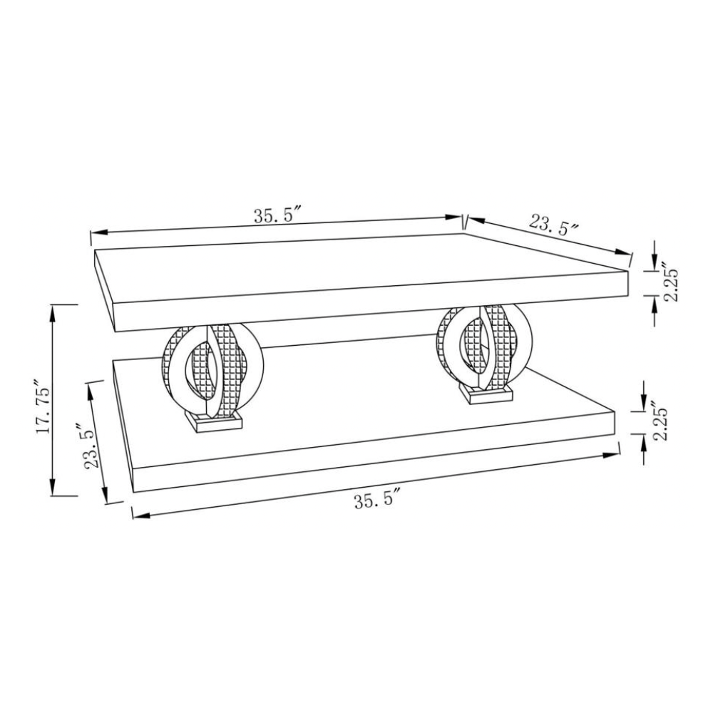 BREENA Rectangular Mirrored Acrylic Coffee Table