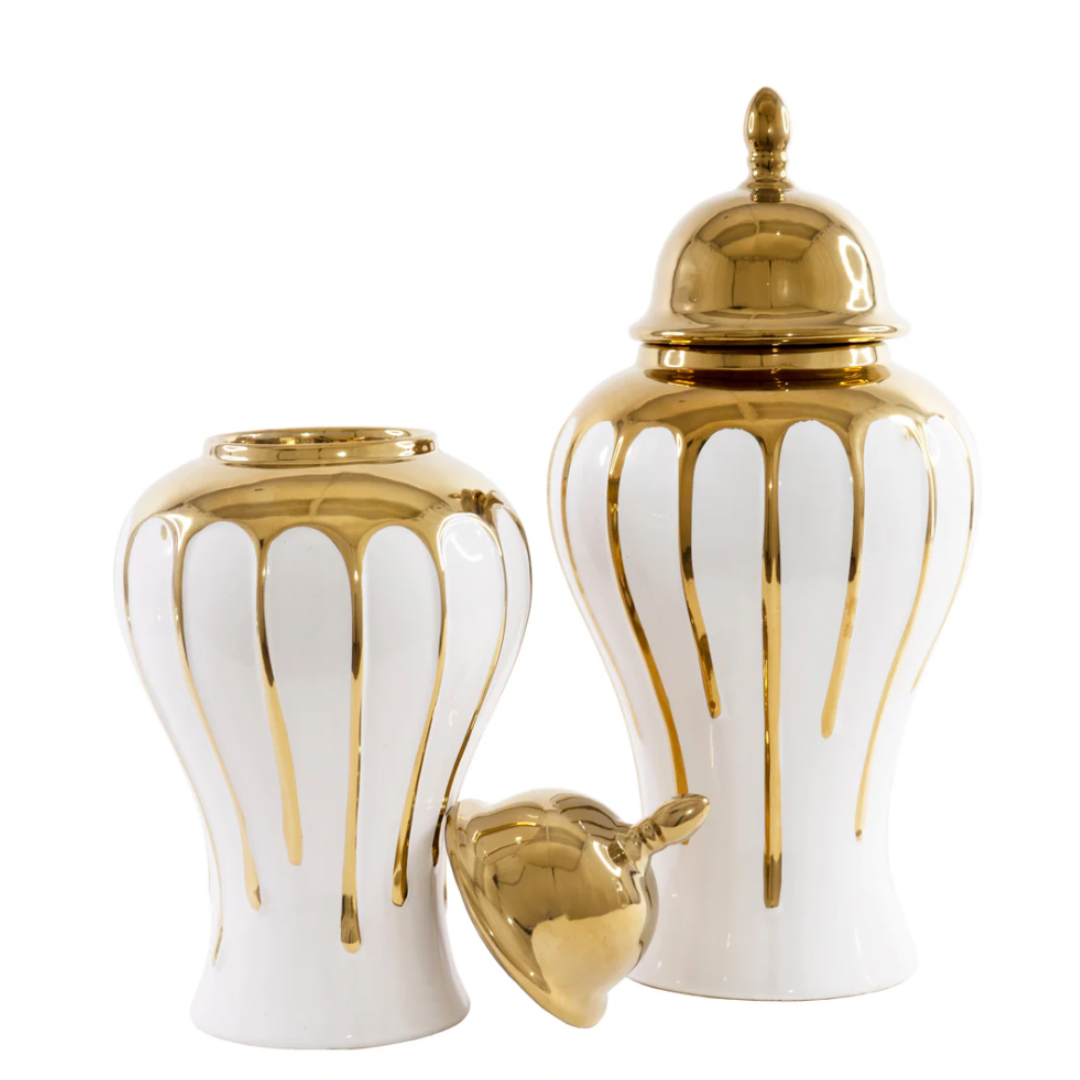 ULRICH 15" Decorative Ginger Jar Urn Gold