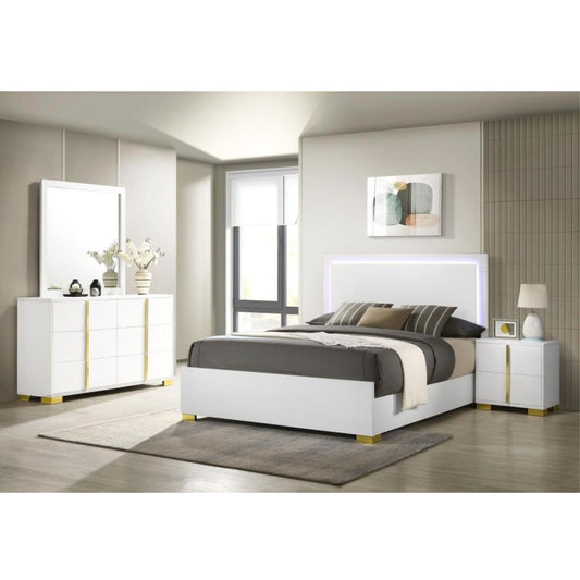 MARCELINE 4-piece Queen Bedroom Set with LED Headboard White