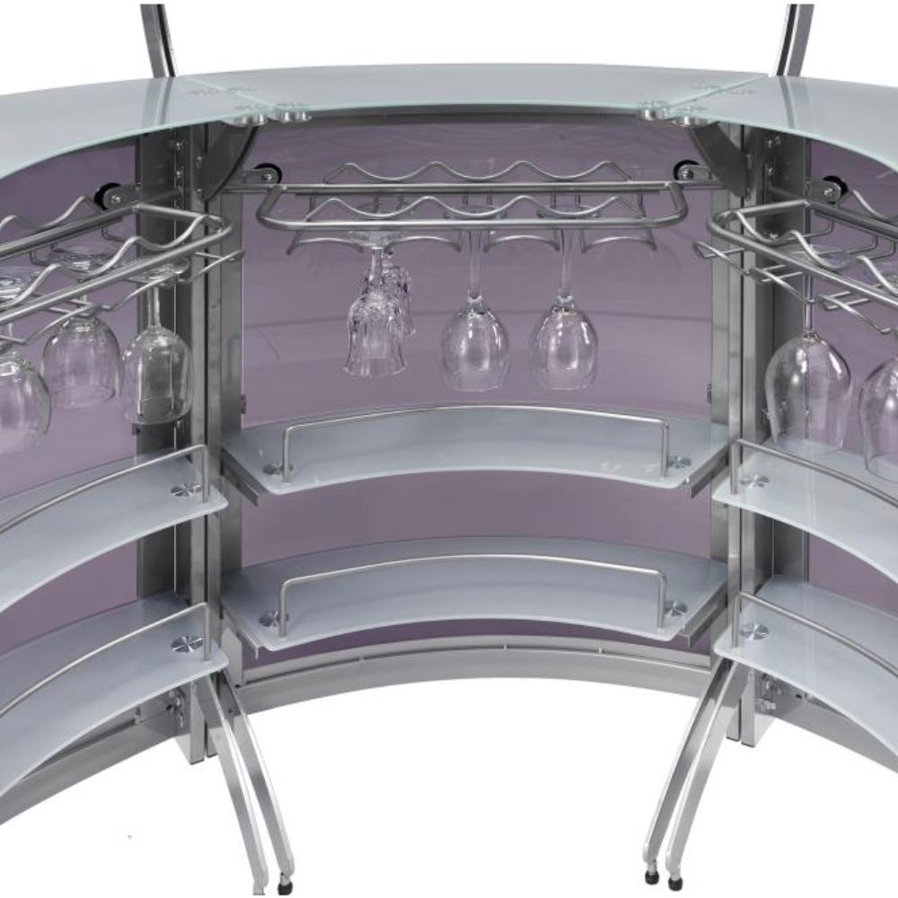 DALLAS 3-piece Curved Freestanding Home Bar Cabinet Silver