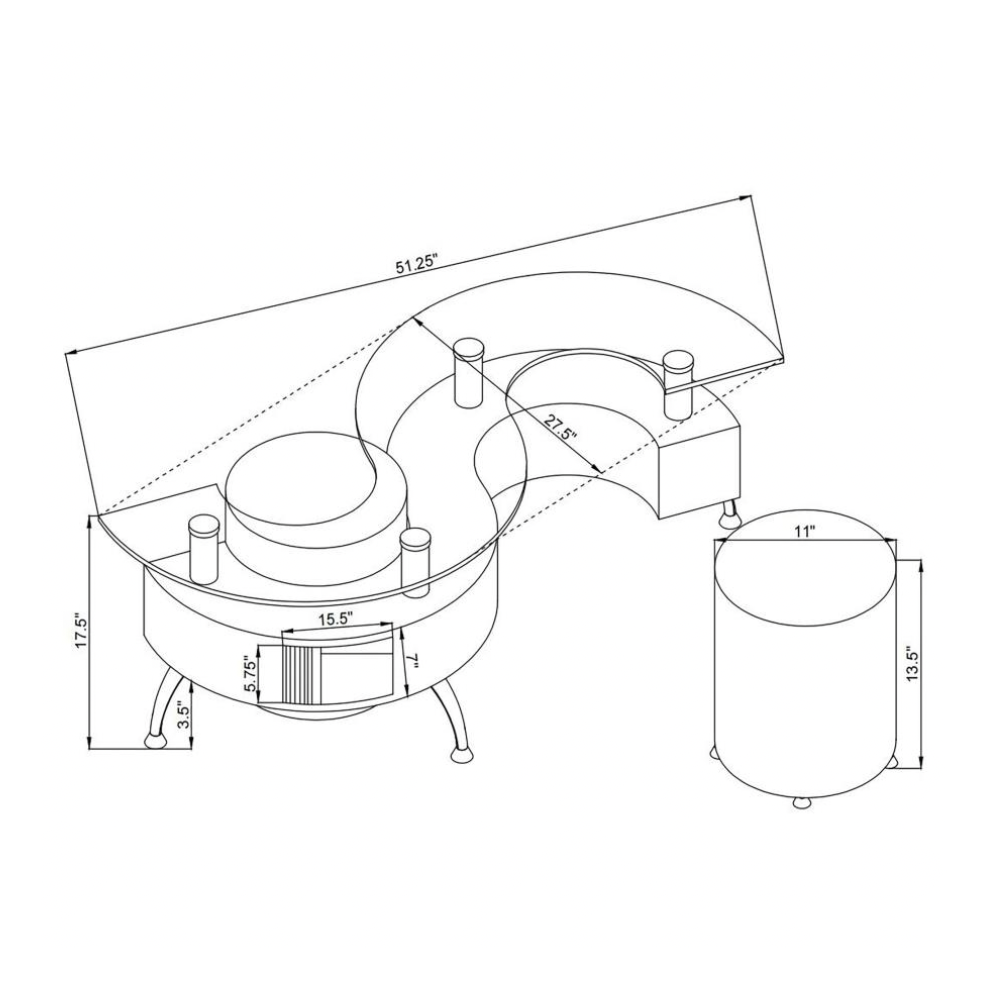 BUCKLEY 3-piece Coffee Table and Stools Set White High Gloss
