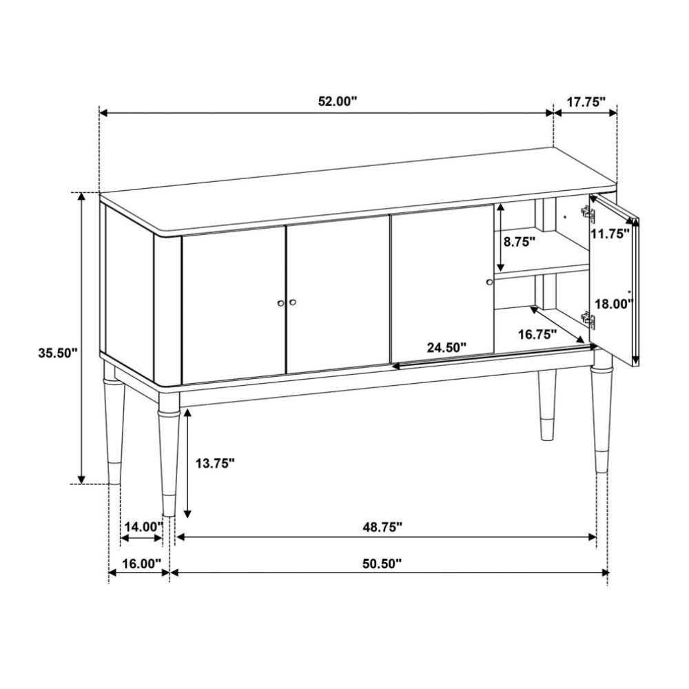 RESEDA 4-door Dining Sideboard Server with Shelves