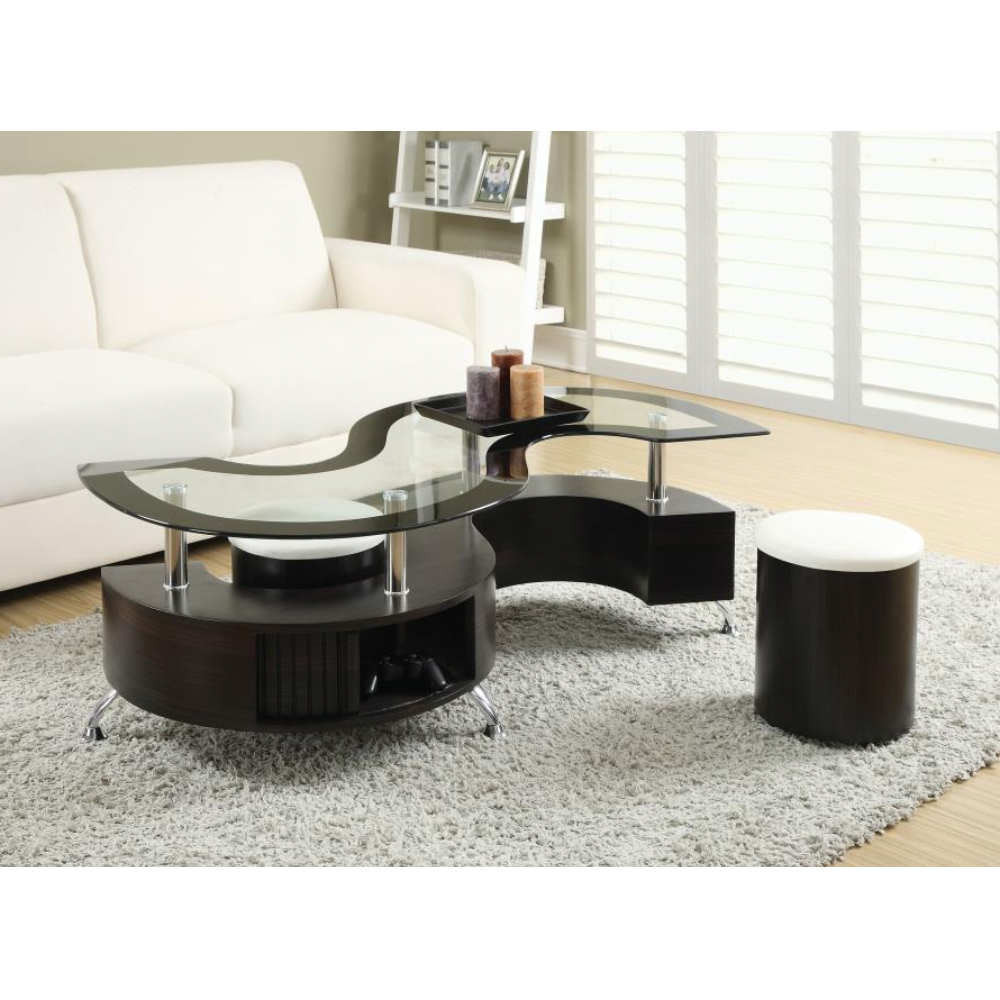 BUCKLEY 3-piece Coffee Table and Stools Set Cappuccino