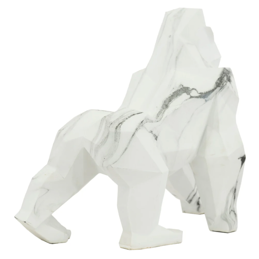 CEDRIC Large Marble Print Gorilla Sculpture