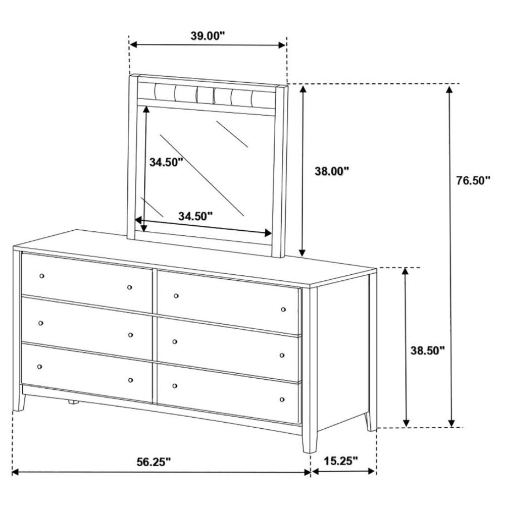 CARLTON 6-drawer Dresser with Mirror Cappuccino