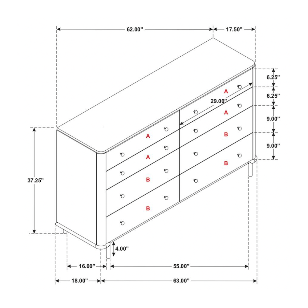 ARINI 8-drawer Dresser Sand Wash