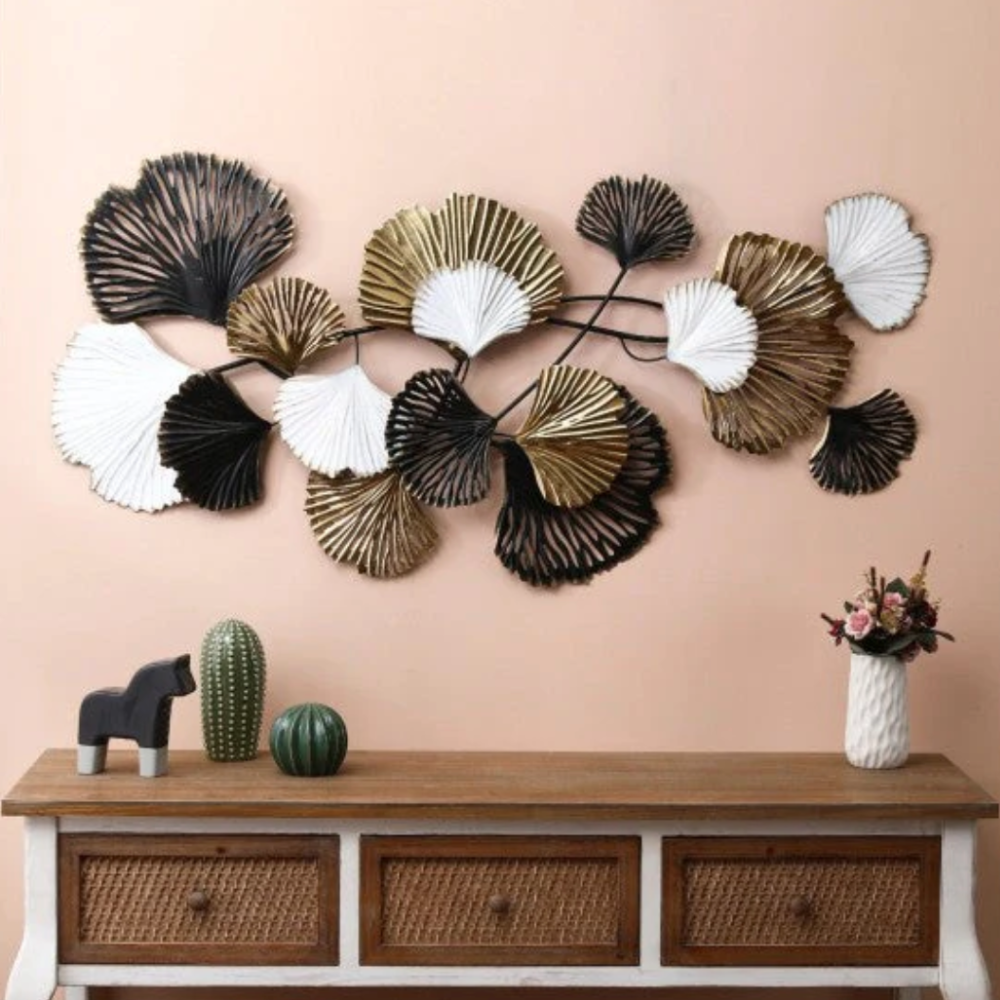 RYLAN White/Gold Leaf Metal Wall Art