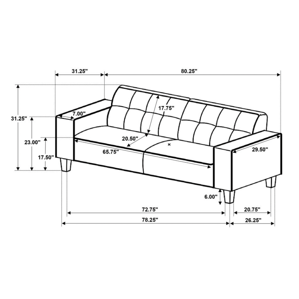 DEERHURST Upholstered Track Arm Tufted Sofa