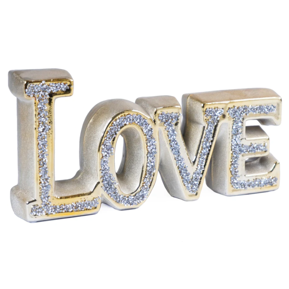 LOVE Word Diamond Sign Decor Gold