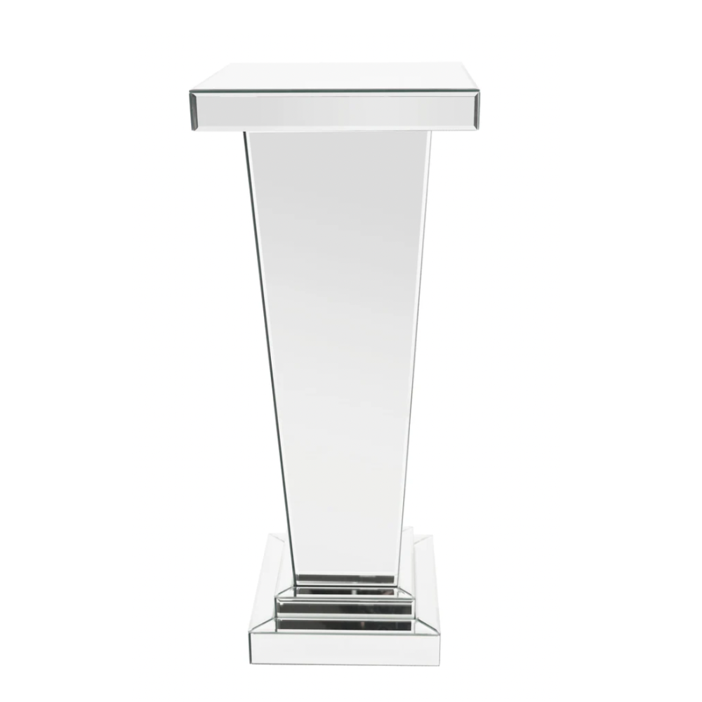 GRETEL 36" Glass Mirror Pedestal End Table