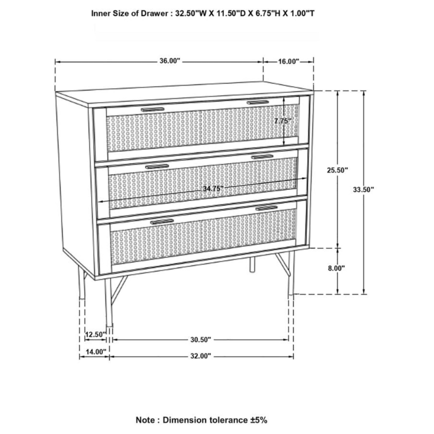 ZAMORA 3-drawer Accent Cabinet