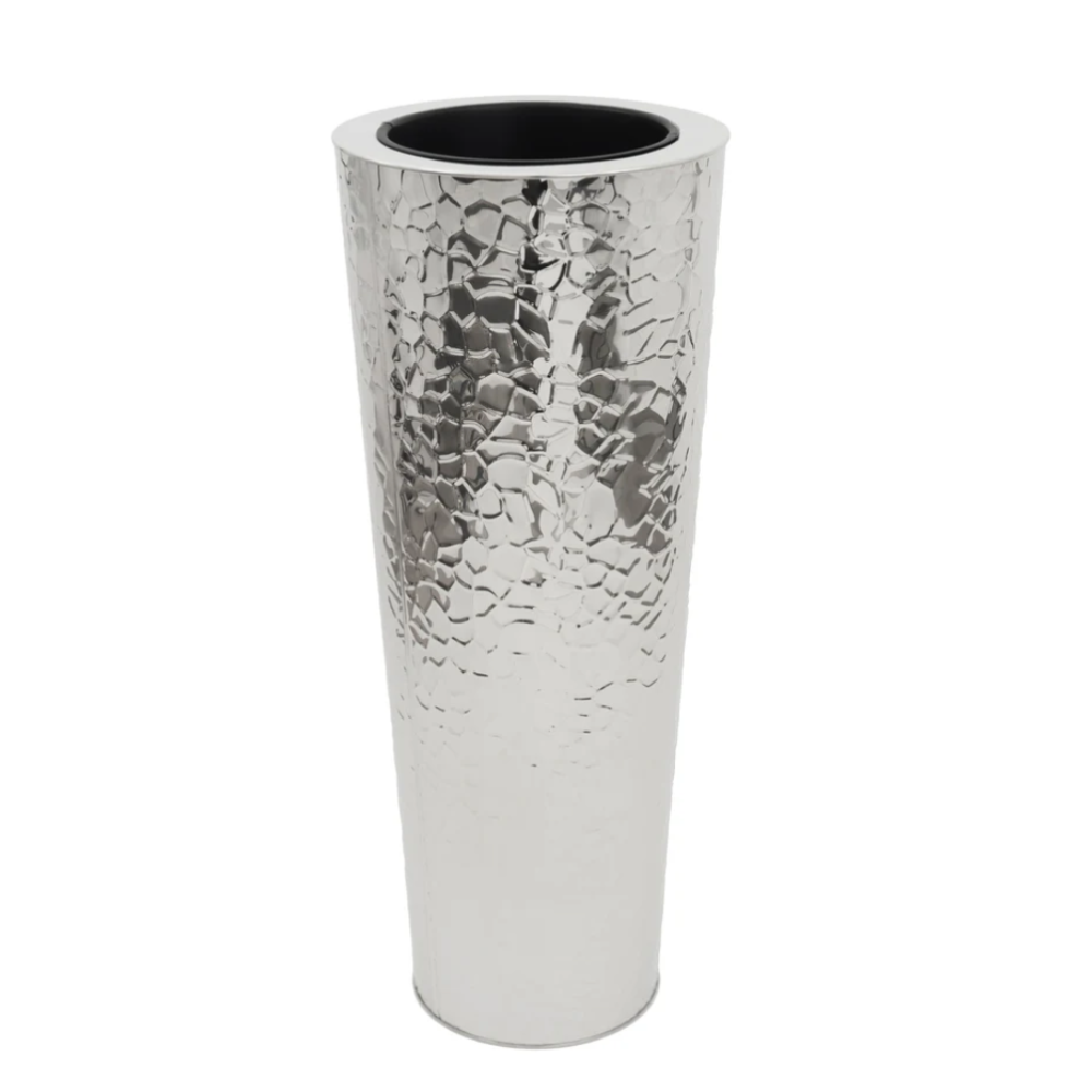ULA 36" Hammered Stainless Steel Floor Vase Planter