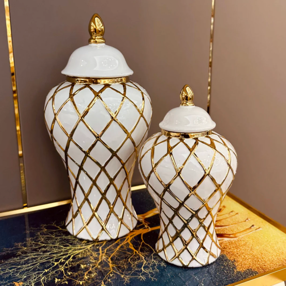 MAGDA 15.5" Decorative Ginger Jar Vase Gold