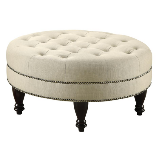 ELCHIN Round Upholstered Tufted Ottoman