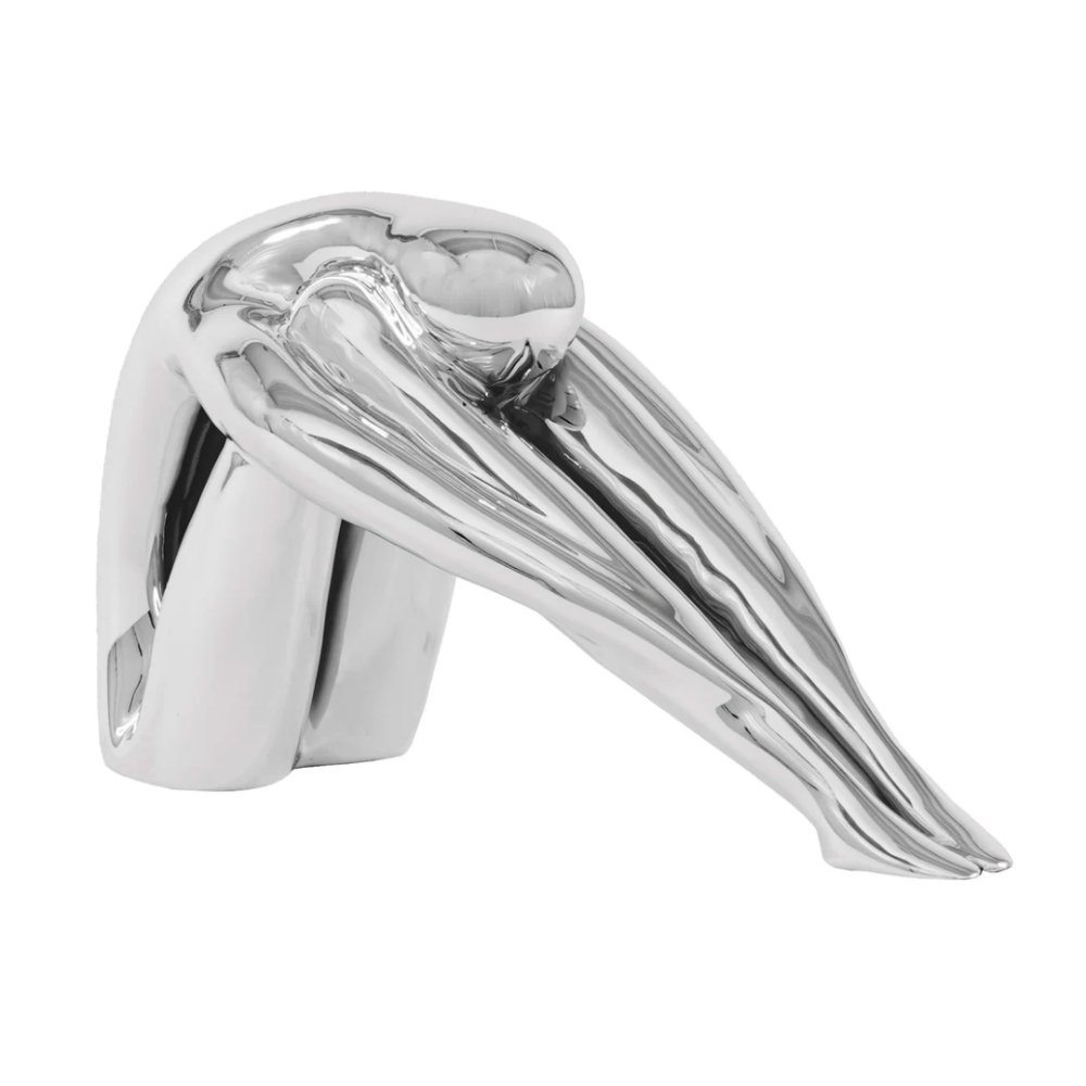 COOPER Sitting Chrome Stretch Pose Sculpture