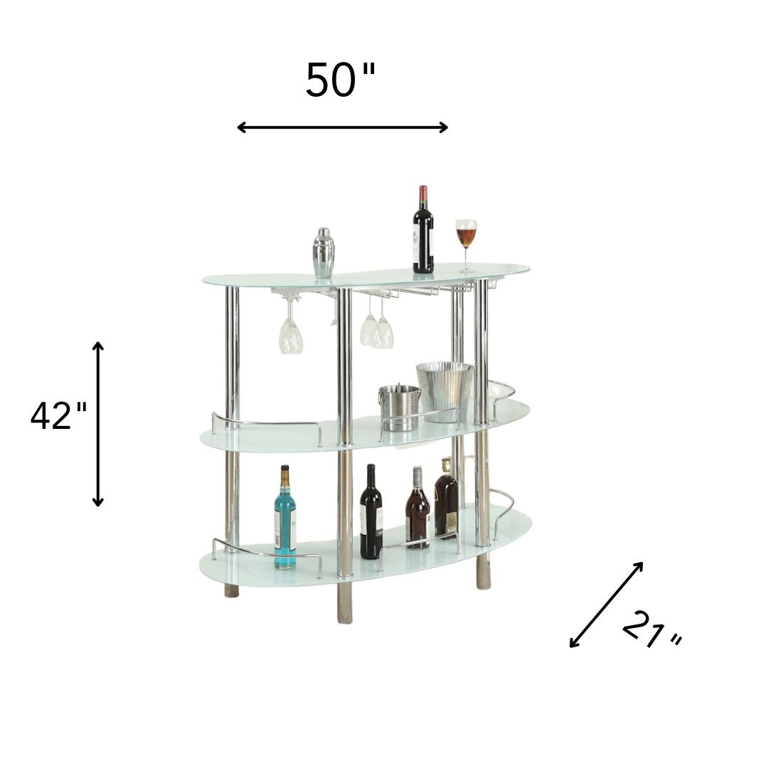 Frosted Glass Bar with Glass Rack