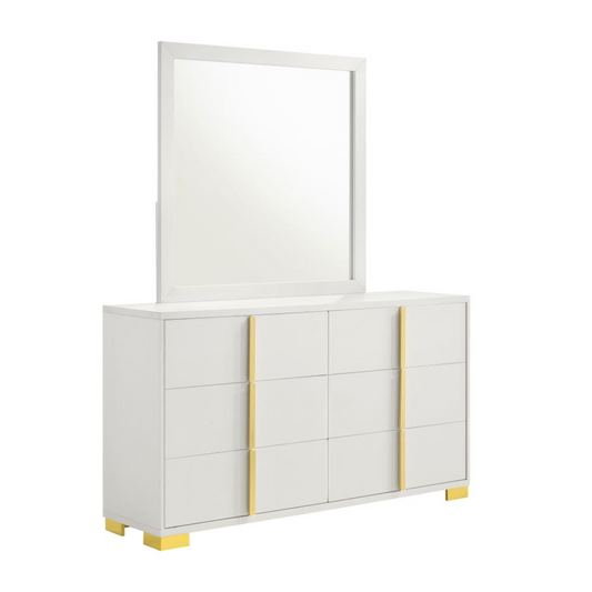 MARCELINE 6-drawer Dresser with Mirror White