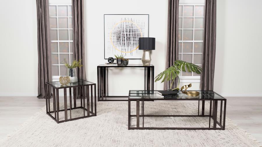 ADRIAN Black Nickel Console Table