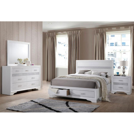 MIRANDA 4-piece Eastern King Storage Bedroom Set White