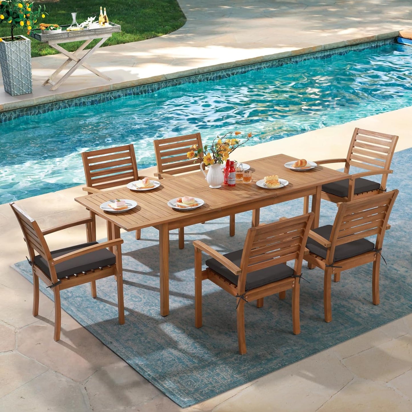 ORBAN Stackable Patio Dining Chairs Set of 4 Dark Grey