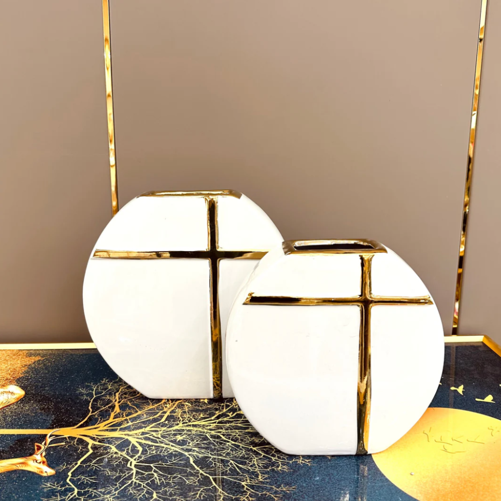 RUBY 8" Decorative Round Modern Vase Gold