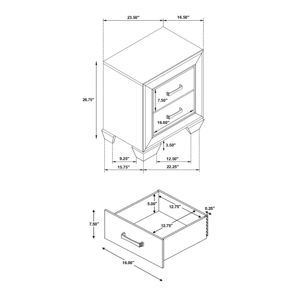 KAUFFMAN 2-drawer Nightstand Dark Cocoa